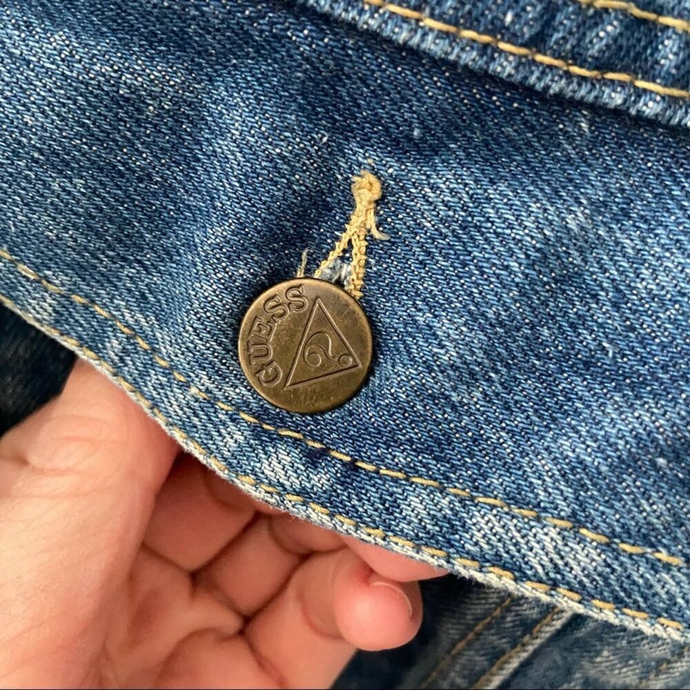 Vintage Guess Georges Marciano Denim Jean Trucker Jacket L - Picture 5 of 8